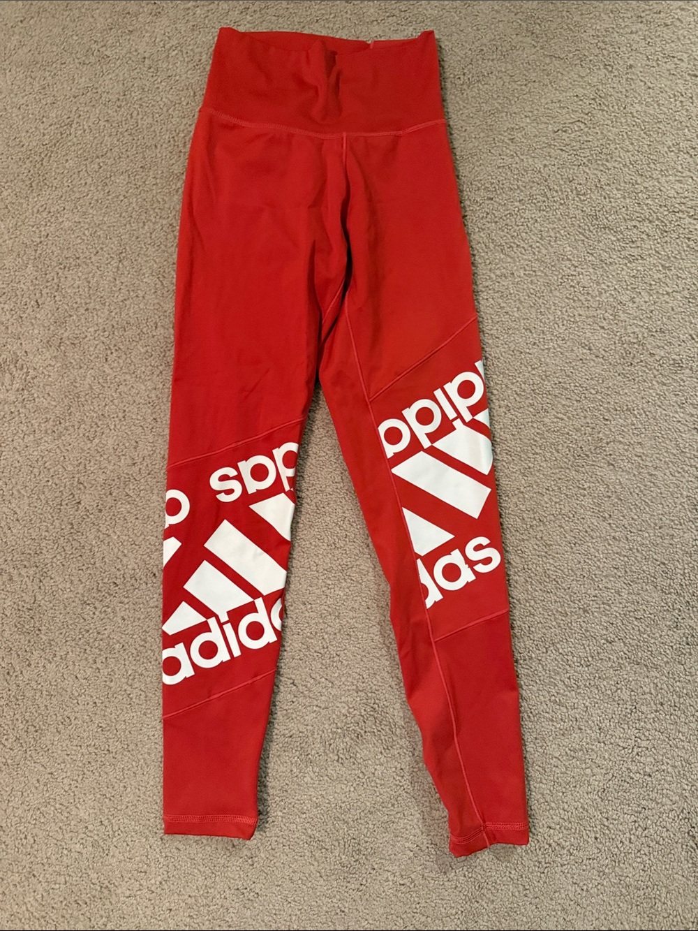 adidas Red Logo Panel High-Rise Kids Leggings